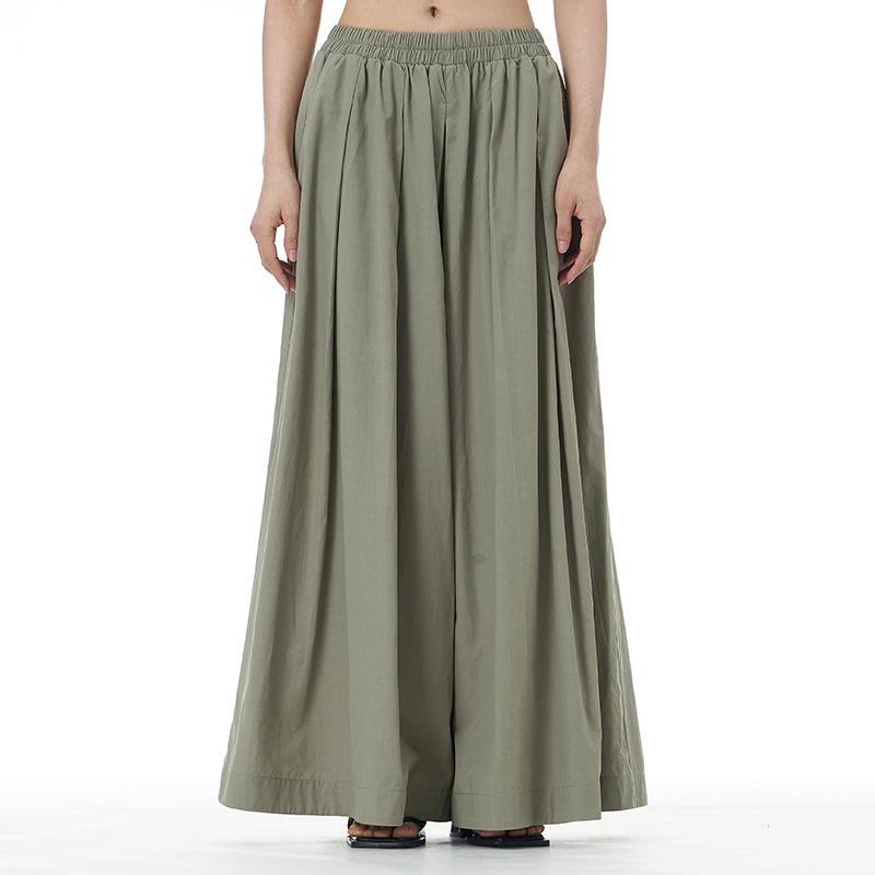 

Plus Size Wide-Leg Workwear Pants - Casual Korean Style, Spring/Summer 2026, Slimming Loose Fit, Women s Long Pants One Size зелёный