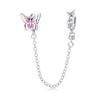 Authentic Original Copper Metal Charm Bead Components Luxury Butterfly Insect Secure Safety Chain Bead Components Compatible With Bracelet High