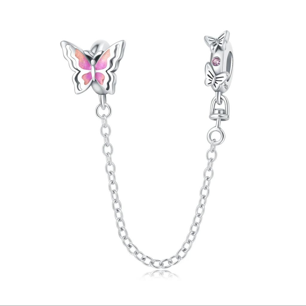 Original Copper Charms Luxury Butterfly Insect Safety Chain Beads Fit Bracelet Diy Women Making Delicate Gift