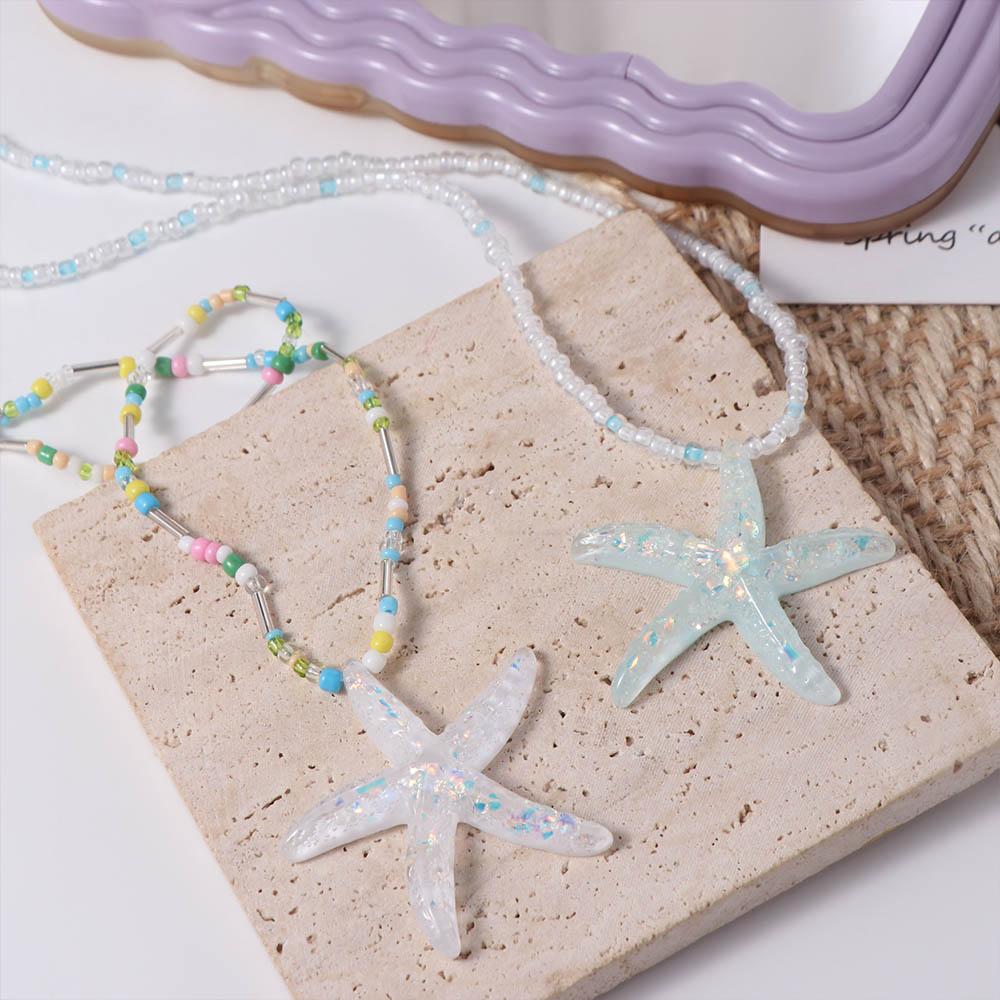 Beach Starfish Necklace Summer Woman Choker New Beads Necklace  Gift