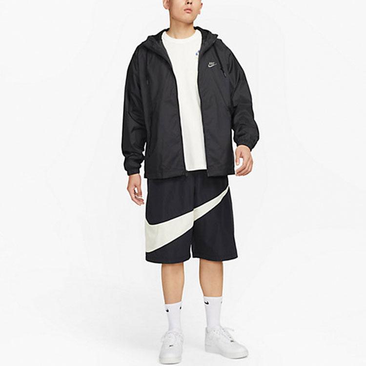 Nike Alphabet Logo Print Loose Long Sleeve Hooded Jacket Men Outerwear Black FB7805-010