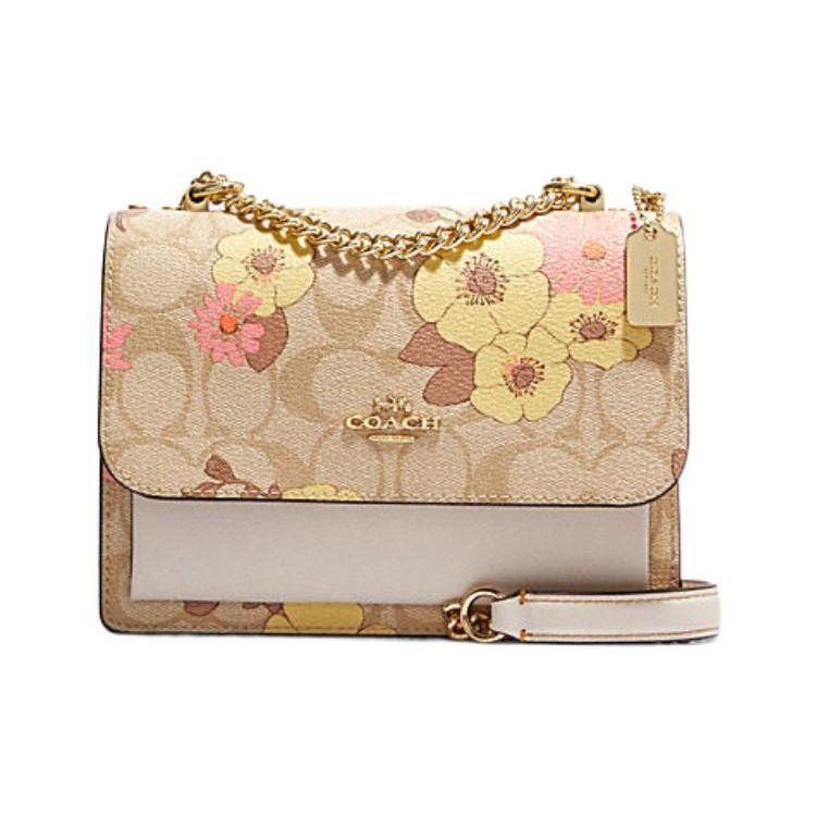 Coach Klare 18 Classic Logo Floral Print Leather Shoulder Crossbody Bag Small Women bags Khaki CH255-IMOT4 Basic Set (Bag+Dust Bag)