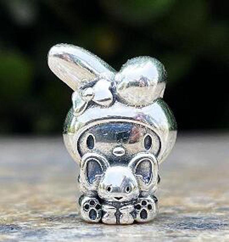 Copper Plated Cz Herocross Cartoon Rabbit Charm Family Mother Beads Stopper Fit Original European Bracelet Jewelry