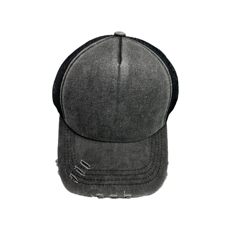 Contrasting Color Washed Mesh Baseball Cap Men'S And Women'S Sunshade Retro Breathable Hole Wind Truck Hat