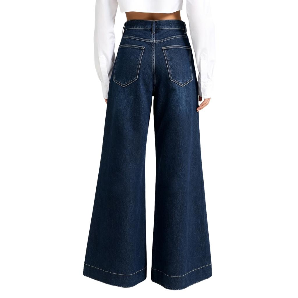 Women's Casual High Waist Wide Leg Flared Jeans