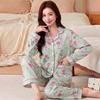 Temperament Fashionable Flower Lady Middle-aged Age-reducing Imitation Cotton Loose Large Size Pajamas Long Sleeves Trousers Two-piece Set