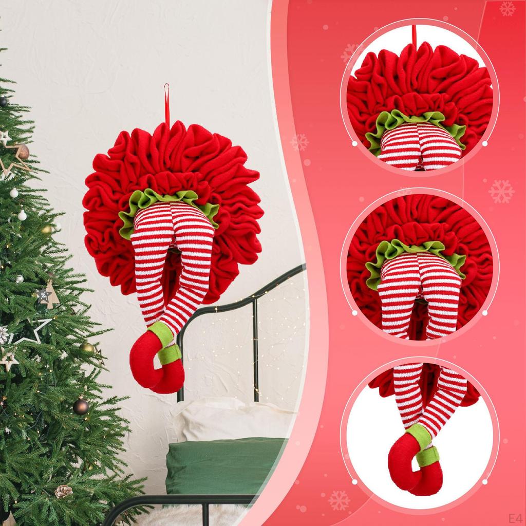 Elf Leg Christmas Tree Decoration Wreath Pendant Front Door Xmas Hanging Ornament Wall Decor for