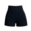 Women's Black High-Waisted Slim Fit Autumn Shorts, Petite Three-Point Hot Pants