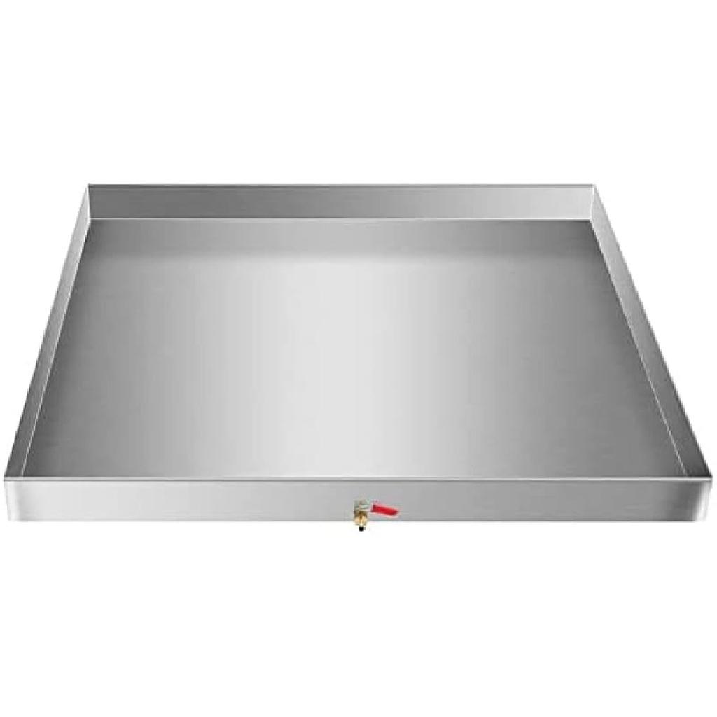 Heavy Duty 304 Roestvrij Staal Wasmachine Druppel Afvoerbak Vloerbak met Antislip Bodempad, met Afvoergat, 27 X 25 X 2,5 Inch