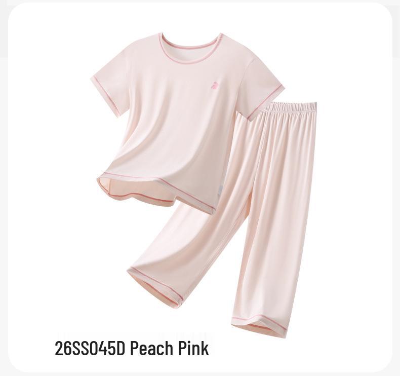 Children's All-Cotton Short Sleeve Pajama Set for Girls and Boys - Summer Lightweight A-Class, Air Conditioning Wear for Big Kids