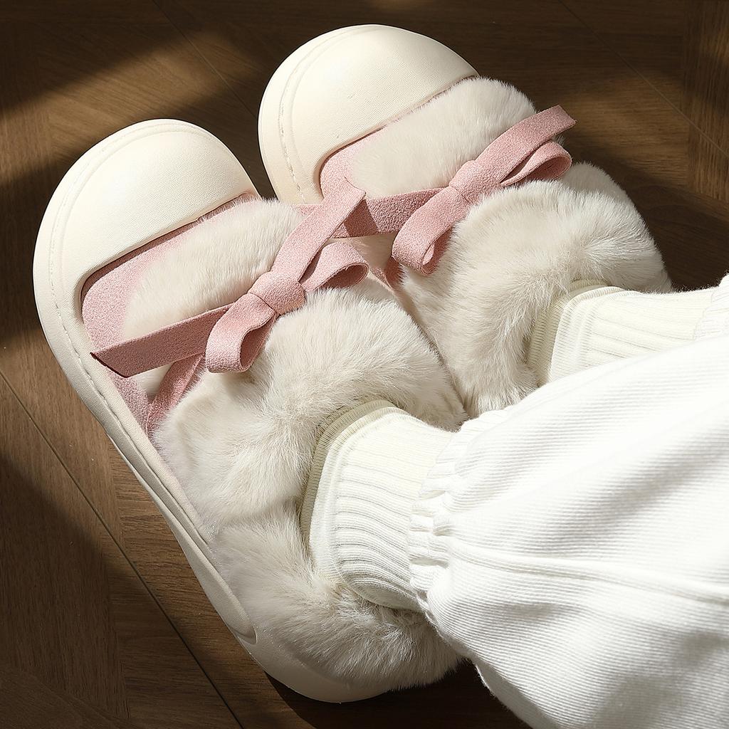 New cotton slippers women's winter bag heel indoor home with heel warm platform cotton shoes women's winter