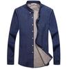 New Designer Thick Plus Cashmere Warm Shirt Men Long-sleeved Casual Cotton Men Shirts Brand Denim Clothing Mens Camisa 4XL