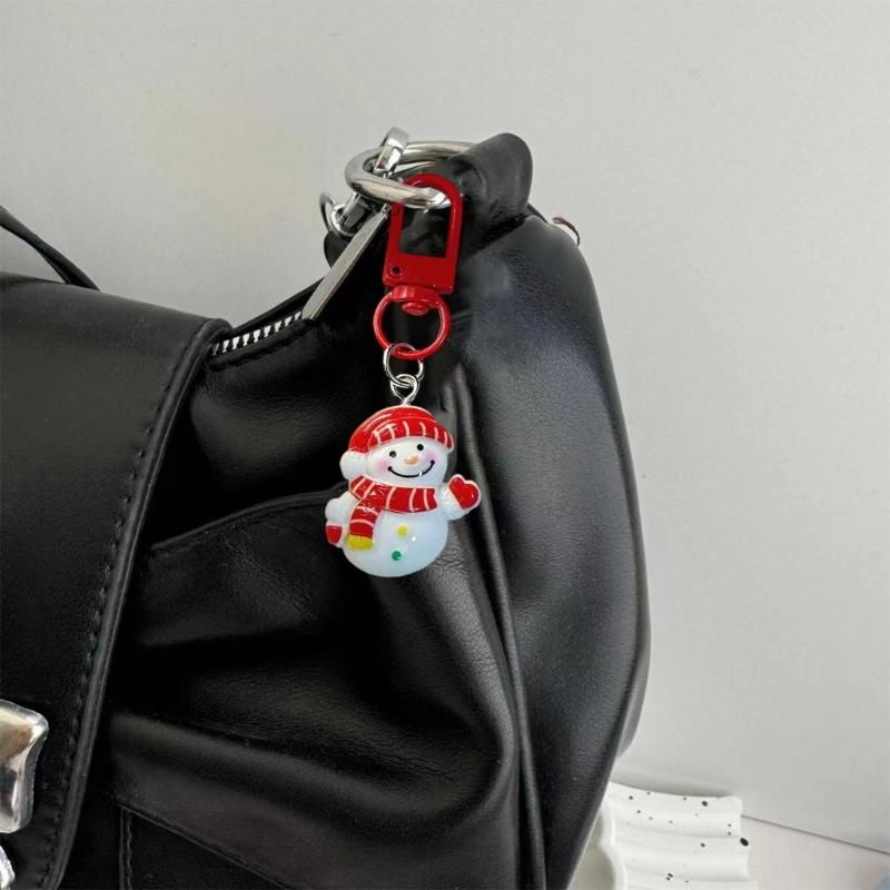 Festival Cartoon Christmas Keychain Set Holiday Party Favor Resin Keyring Gift Stocking Stuffer Accessories