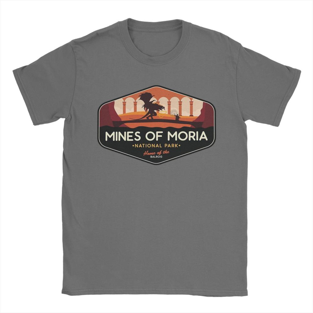Herren T-Shirt Moria Nationalpark Heimat des Balrog Vintage Reine Baumwolle T-Shirts LLords Of The RRings T-Shirt Rundhals Oberteile