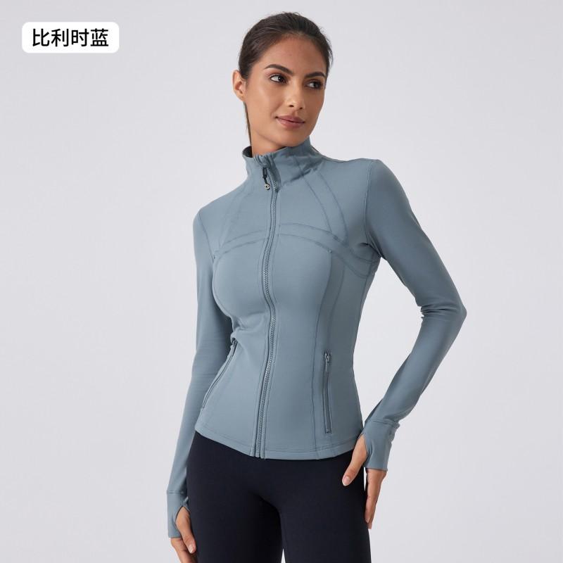 Womens Long Sleeve Fitness Jacket With Stand Collar Running Cycling Gym Workout Fall