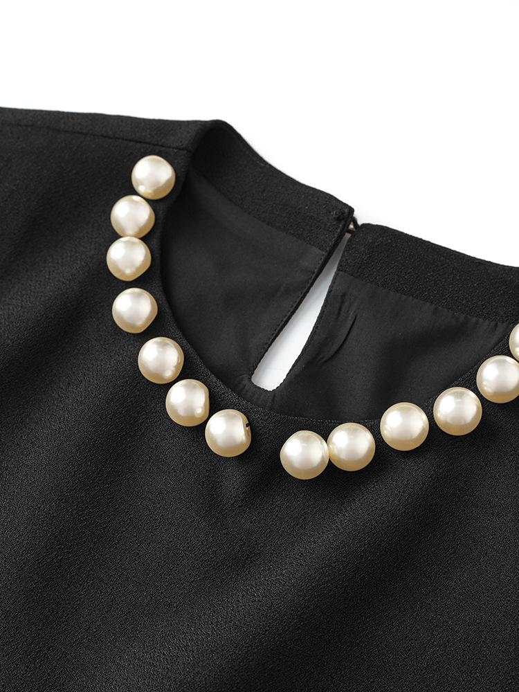 Fashion Pearl Collar Sleeveless Vest & Hip-Hugging Midi Skirt Set