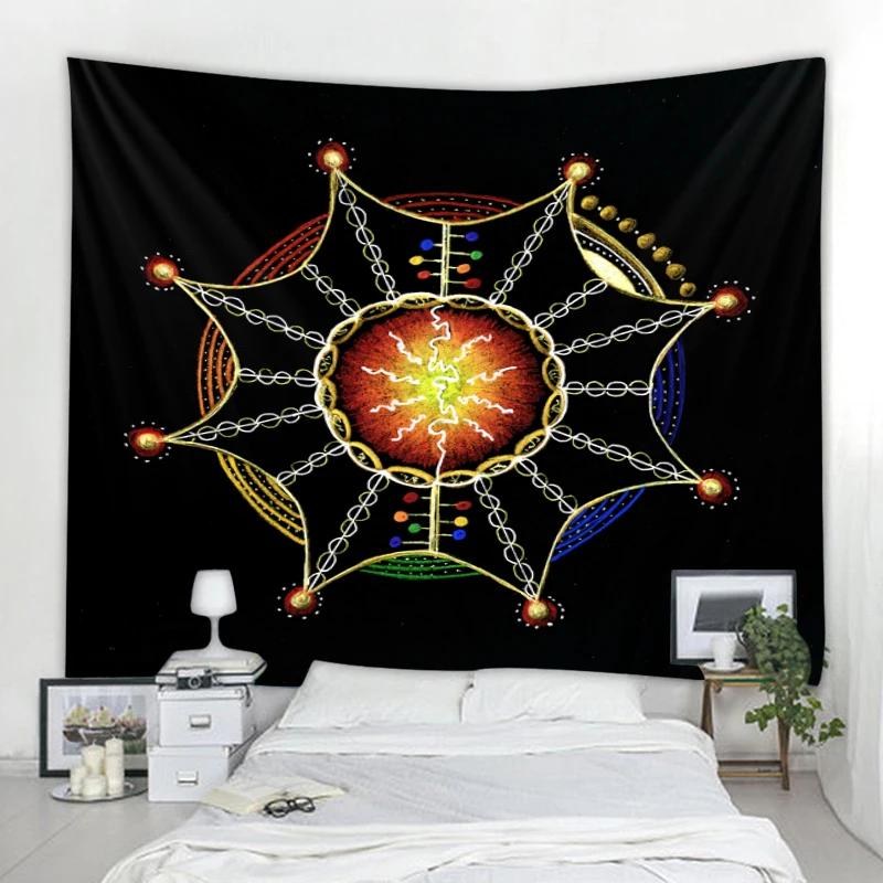 Sacred Geometry Tapestry Bohemian Hippie Mandala Tapestry Meditation Theme Tapestries Witchcraft Astrology Pattern Wall Hanging