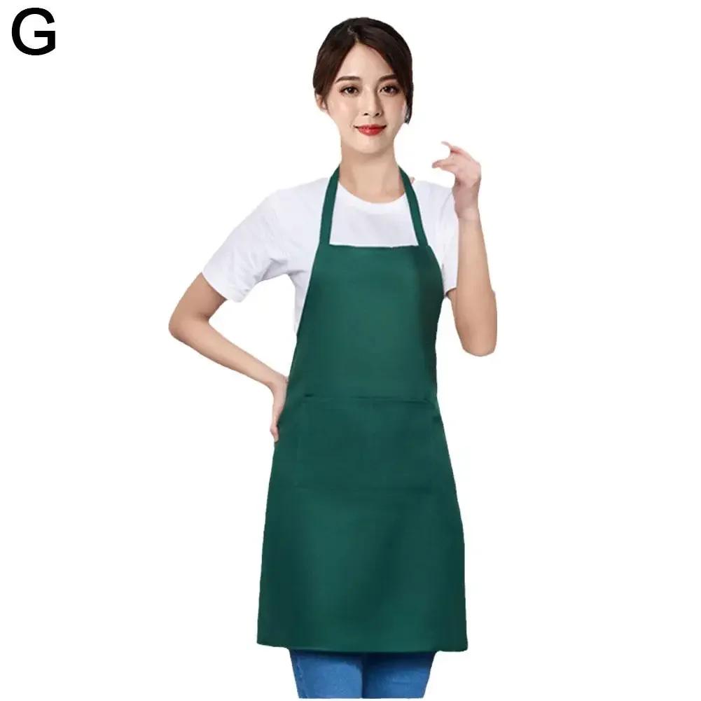 Adjustable Cooking Apron Unisex Waterproof Dust-proof Waiter Hairdresser Apron Chef Dirt-resistant Solid Sleeveless Apron Pocket
