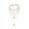Female Temperament Vintage Coin Gemstone Multi-Layer Pearl Necklace Sweater Chain  