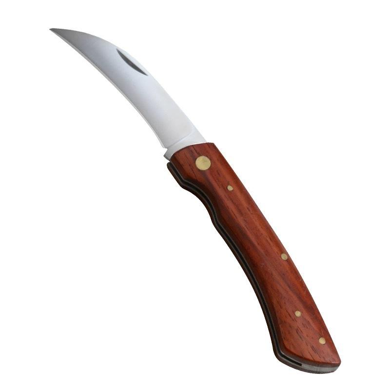 Stainless Steel Fruit Knife Portable Folding Knife with Wooden Handle Household Fruit Folding Peeler Kitchen Tool Mini