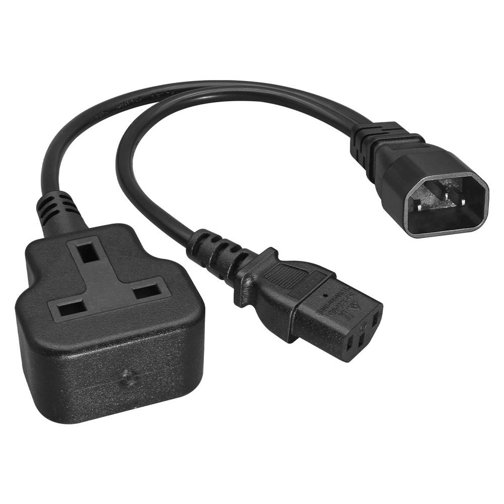 Power Cord C14 To C13 UK Power Cable Splitter IEC Connector Adapter For Computer Server PDU Copper Power Strip Power Tools Parts