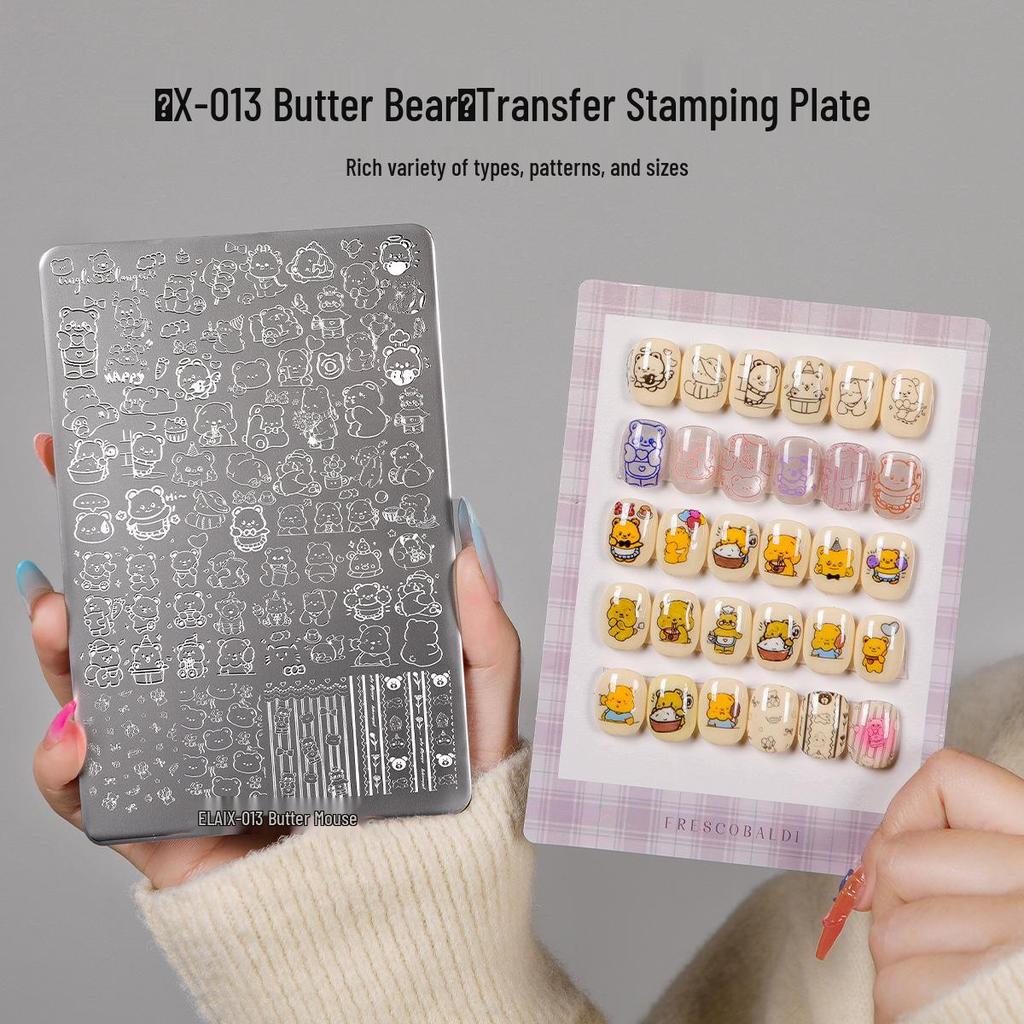 Popular Nail Art Stamping Plates with KT Cat, Butter Bear, Plaid & Stars Designs
