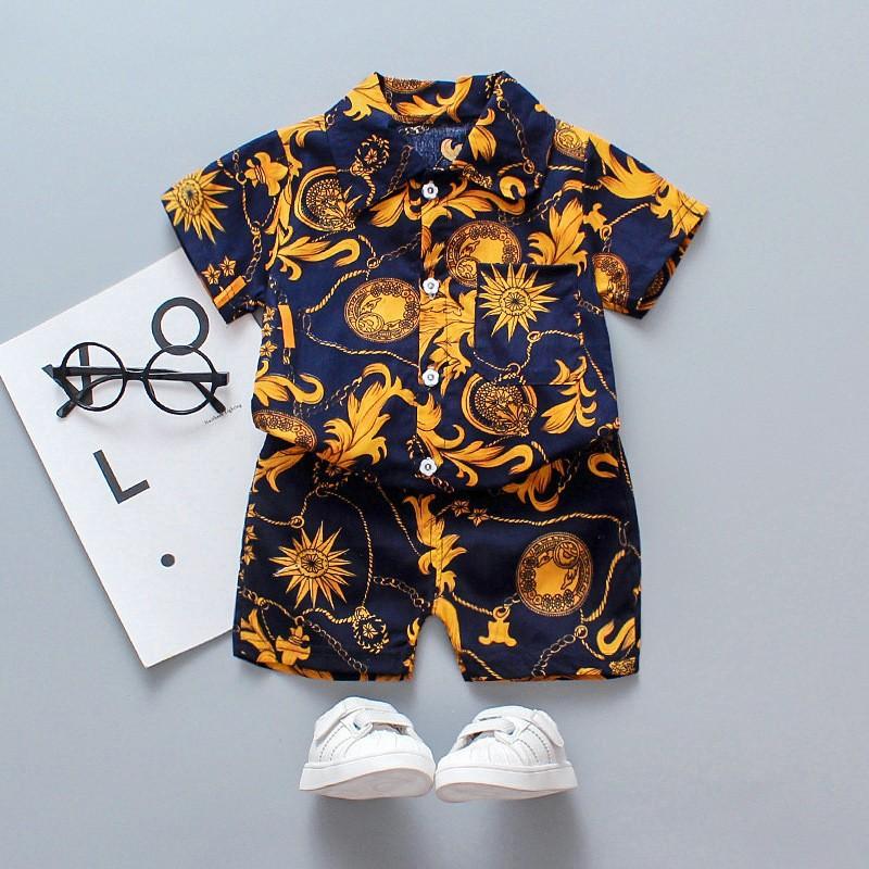 Handsome Boys Summer Clothes Children's Clothing Men's Small And Medium-sized Children's Shirt Korean Girls Short-sleeved Baby Clothes Beach