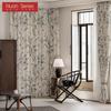 1PC Nuan Series Linen Texture Printed Sheer Curtain New Chinese Ink Bamboo Pattern Tulle for Living Room Bedroom Balcony Window Home Decor
