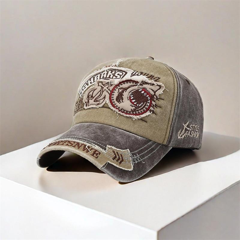 Fashion Men Baseball Cap Large Letters Pure Cotton Shark Embroidery Casual Visor Hat for Women Snapback Hip Hop Caps Peaked Cap