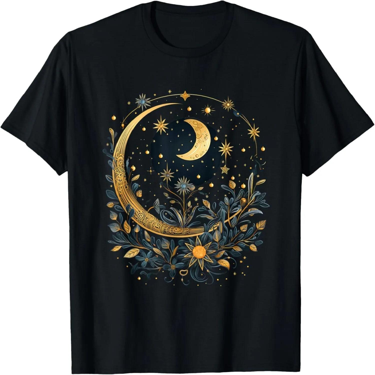 mystic sun and moon woman mystical flowers aesthetic T Shirt S