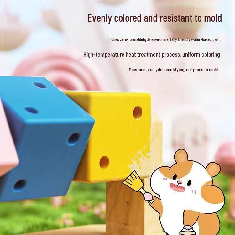 Colorful Solid Wood Hamster Teething & Nesting Cube