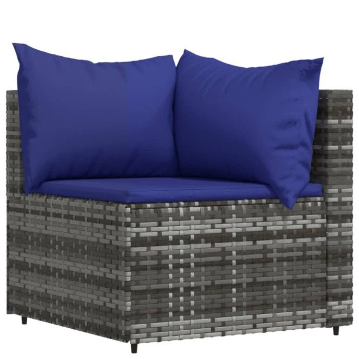 VidaXL Salon de jardin 3 pcs avec coussins Gris Résine tressée, ensemble de salon d'extérieur, ensemble de mobilier 319844