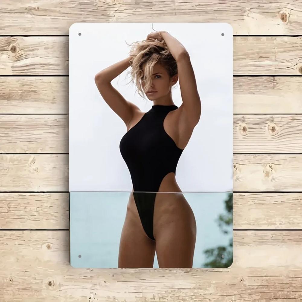 Metal Wall Art 8x12 Inch Sexy Pinup Girl Decor Battery-Free Home Office Bar Man Cave