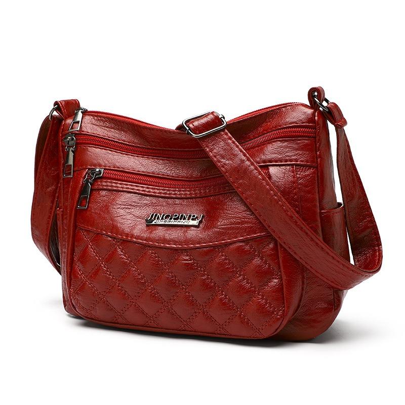 Women's Bag Embroidery Thread Rhombus New Fashionable Multi-layer Flow Shoulder Bag Messenger Bag