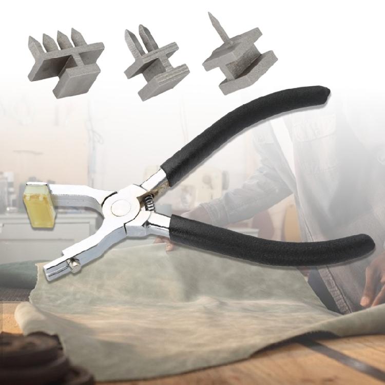 Leather Hole Punching Pliers with 1/2/4 Prong Drilling Head for Crafting Pet Collar Watch Band Harnesses Leather Craft