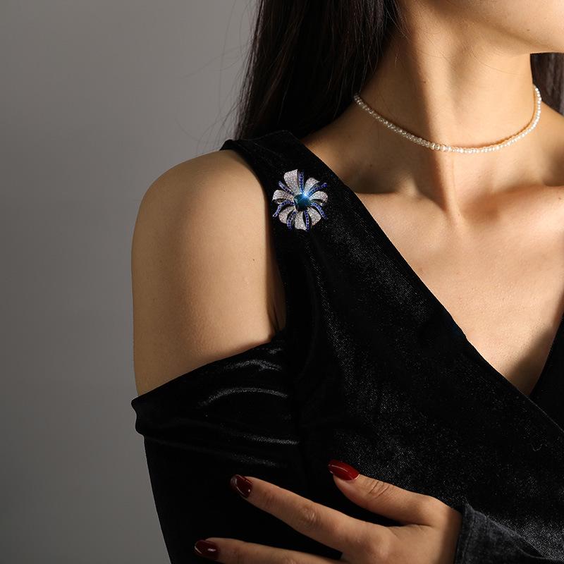 Royal Blue Bow S925 Sterling Silver Brooch & Pendant - Luxury Dual-Use Suit Accessory Corsage