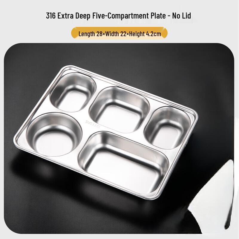316 Stainless Steel 5-Compartment Lunch Tray