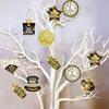 Lucleag 32Pcs Happy New Year 2026 Hanging Decorations, Black Gold Tree Ornaments New Years Hanging Ornaments for 2026 New Year Eve Party Supplies