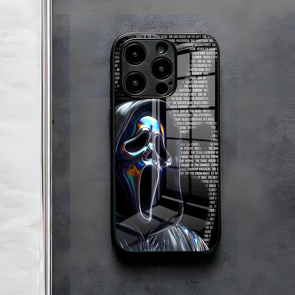 Ghost Face Scream Halloween Phone Case For IPhone 17 Air 16 E Pro Max 15 14 13 Mini 12 Pro 11 Max Plus Black Glass Cover