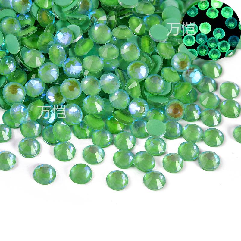 Nail Art Luminous Flat Bottom Diamond Glass Crystal Fluorescent Diamond Diy Rhinestone Nail Jewelry Accessories