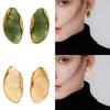 Stylish Multi Color Resin Ear Studs Stainless Steel Geometric Shaped Earrings Elegant Gold Tone Women Fashion Jewelry