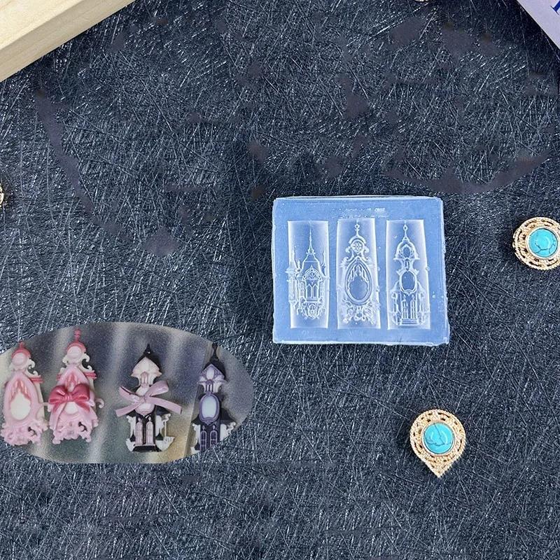 3D Silikon Maniküreform Kirche Europäischer Stil Schloss Kirche Nagelkunstform DIY Nagelkunst Dekoration Transparente Nagelschablonen