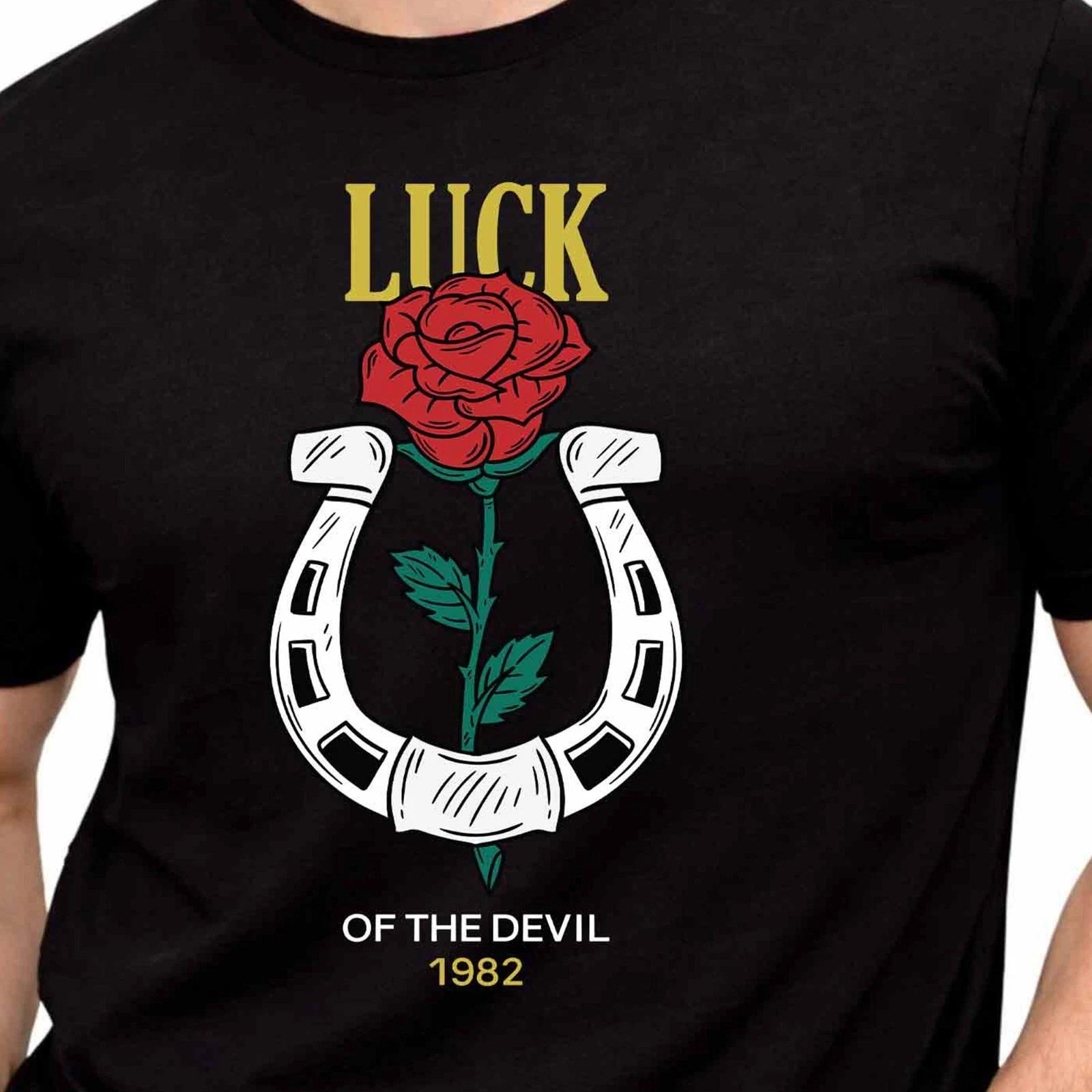 Luck Of The Devil T-Shirt Rose Horseshoe Tattoo Graphic Tee Gothic Biker Gift XL