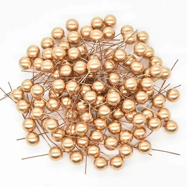 Artificial Berries Red Gold Silver Cherry Mini Fake Berry Pearl Beads Home DIY Christmas Wreath New Year Party Gifts Decorations