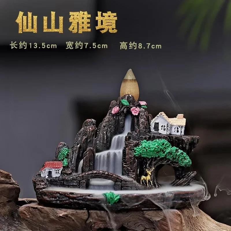1PCS Resin Reflowable Incense Holder Moutain Stream Incense Burner Living Room Coffee Table Office Home Decor Gifts