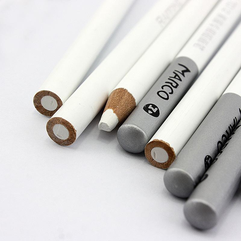 12pcs/set MARCO Raffine 7012 Professional Drawing Sketch Pastel Art White Pencil Sketch Charcoal Powder Brush High Light