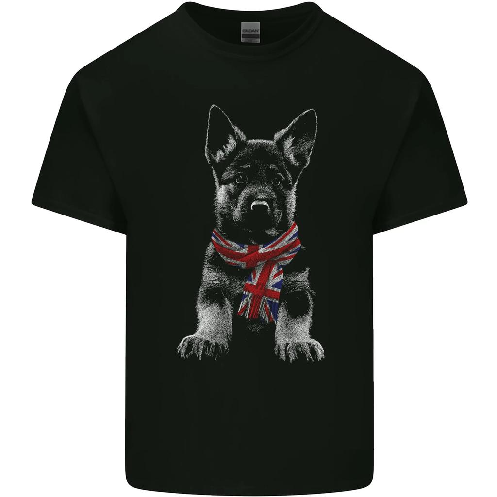 Deutscher Schäferhund Union Jack Schal Alsatian Kinder T-Shirt Kinder