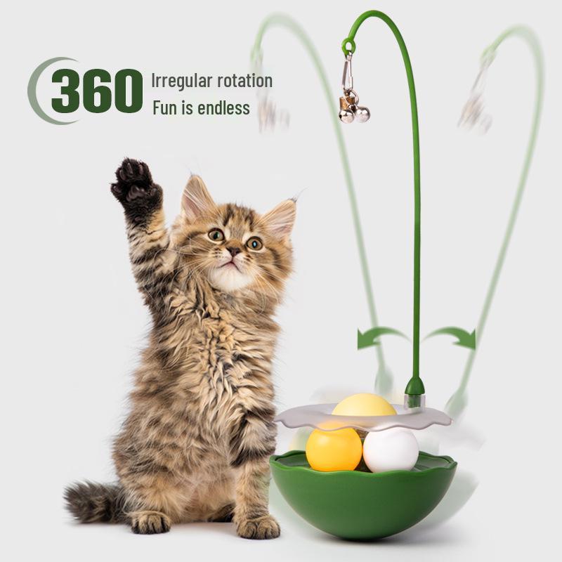Cat Teaser Stick & Tumbler Toy: Gall Fruit Turntable for Boredom Relief, Bite-Resistant Kitten Play.