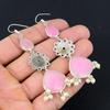 Pear Natural Pink Chalcedony Hook Daughter New Dangling Earrings Sterling Silver