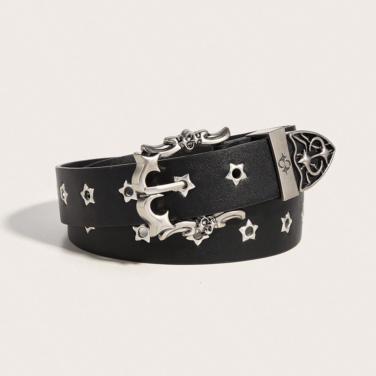 Mode Riem Ster Wilg Doorn Riem Punk Gesp Casual Broekriem zwart